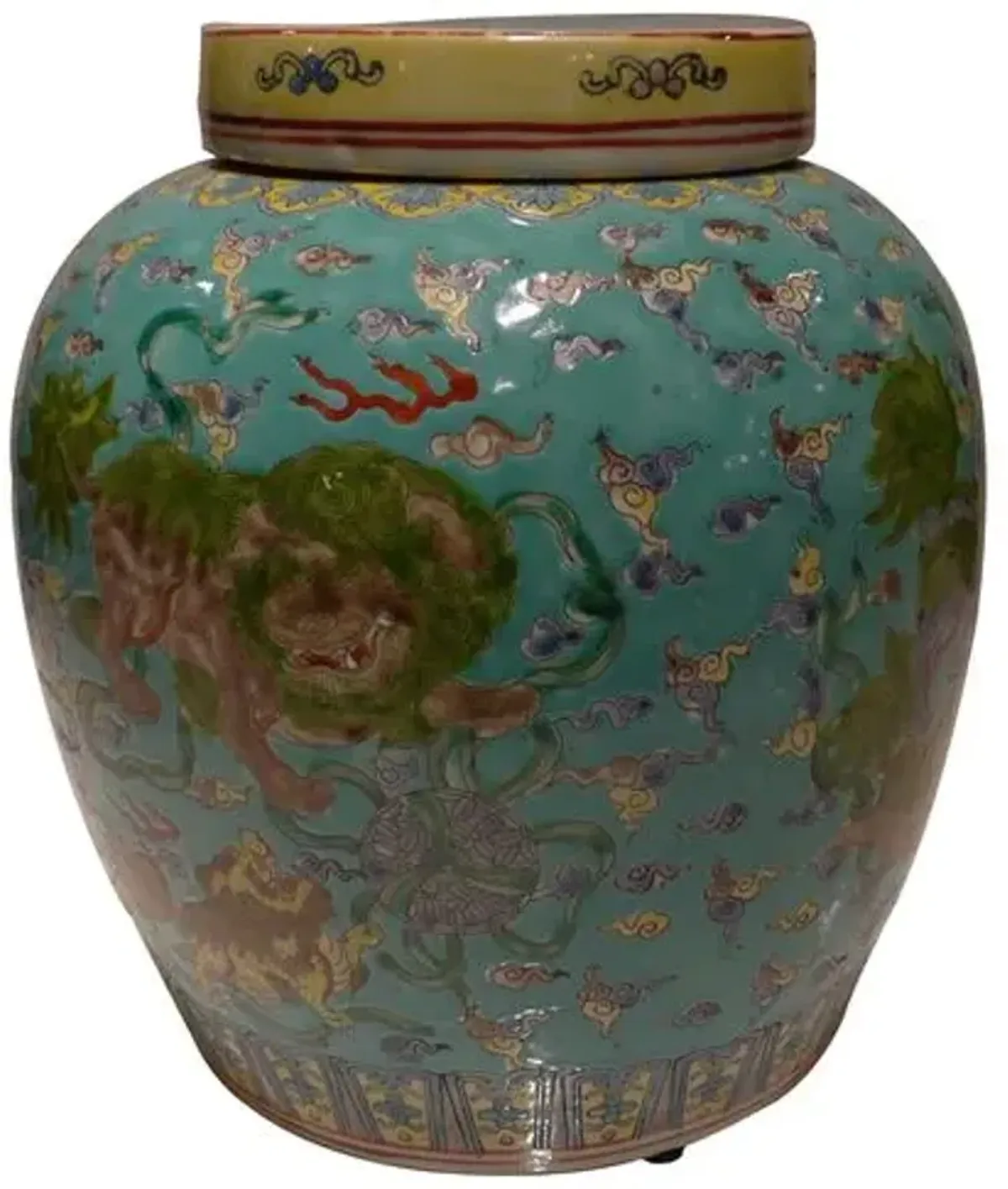 10" Gianni Lion Jar - Teal - Green