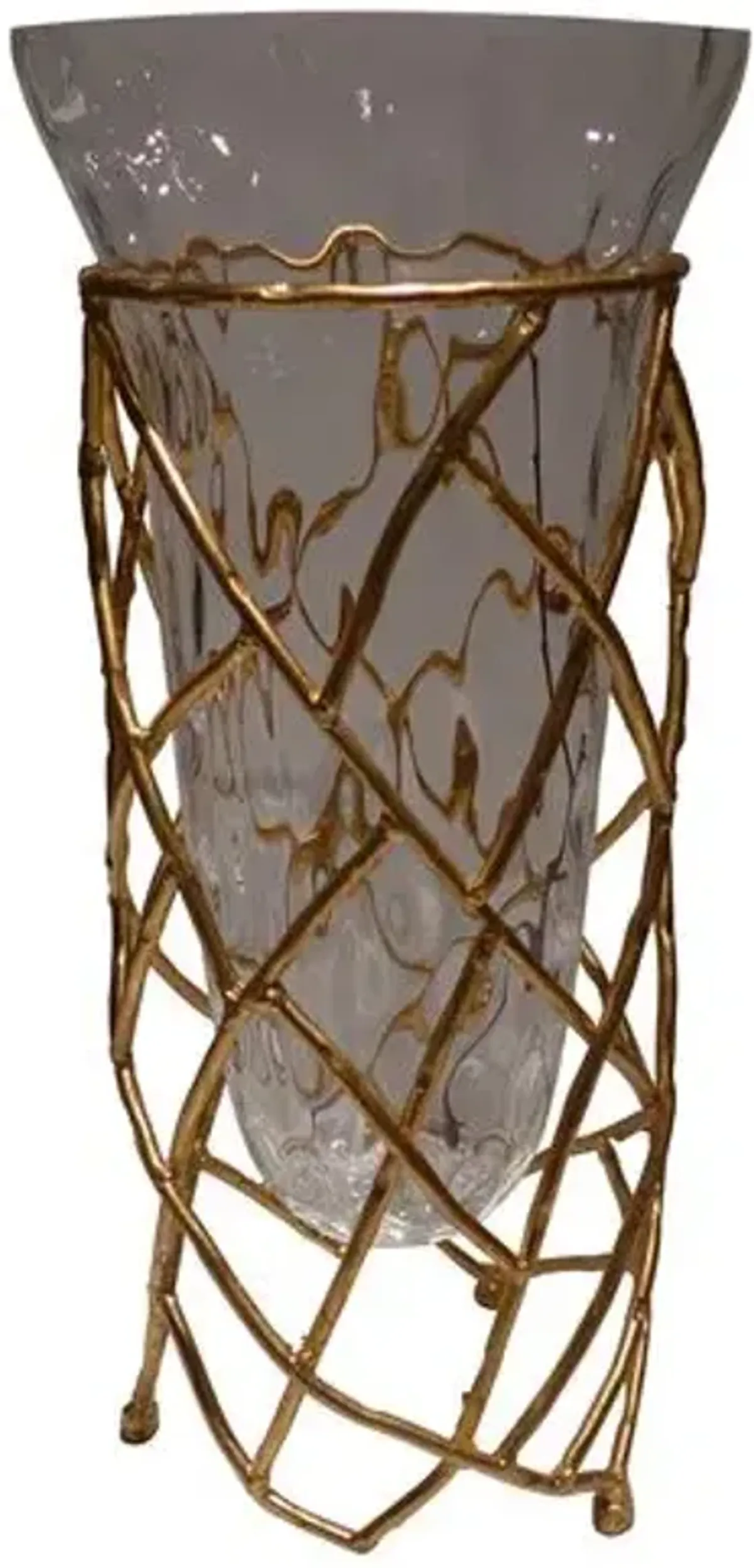 19" Luis Twig Vase - Gold/Clear