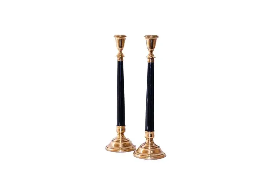 Set of 2 Noe Candlesticks - Gold/Black