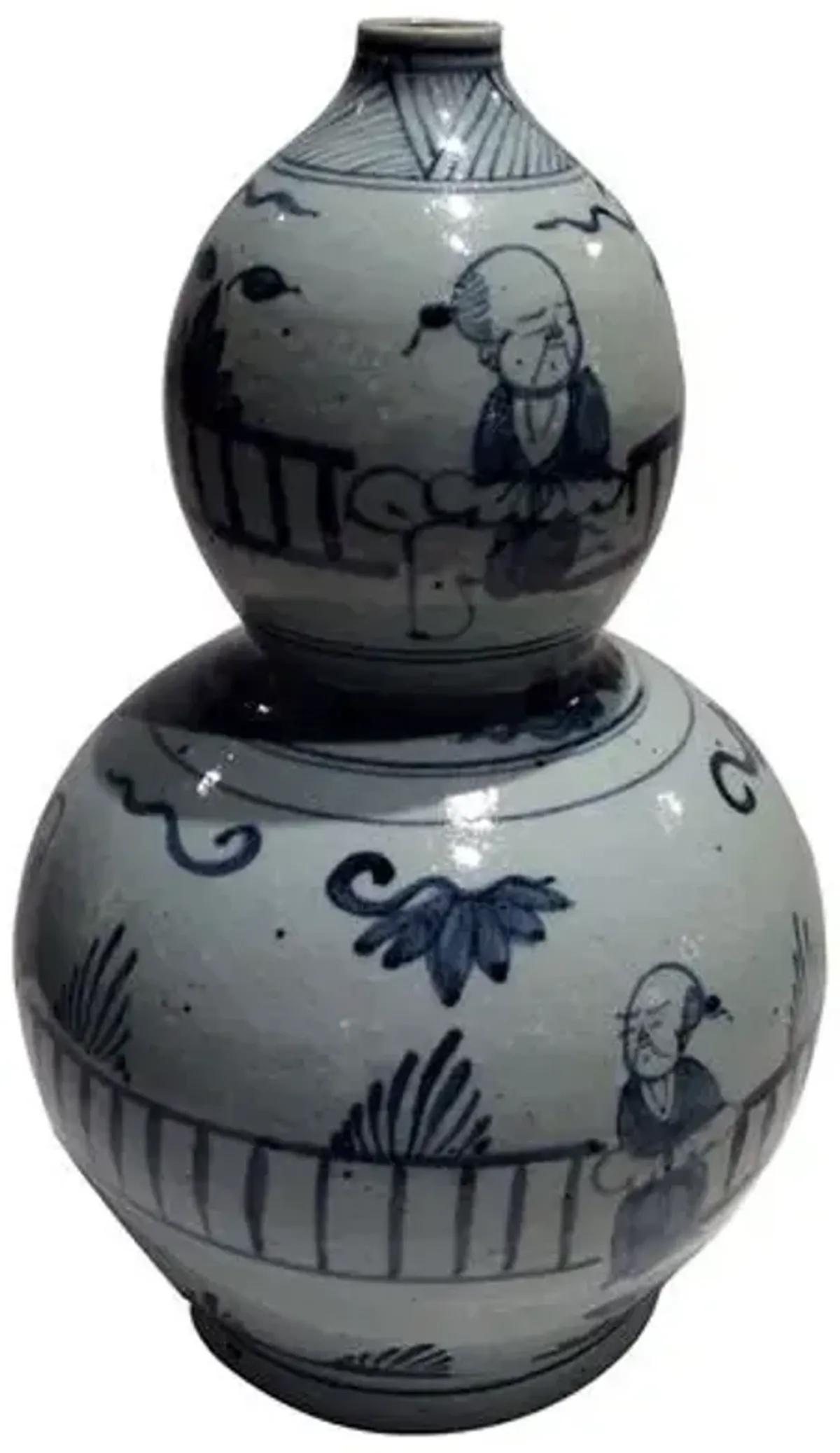 15" Quinn Gourd Vase - Blue/White