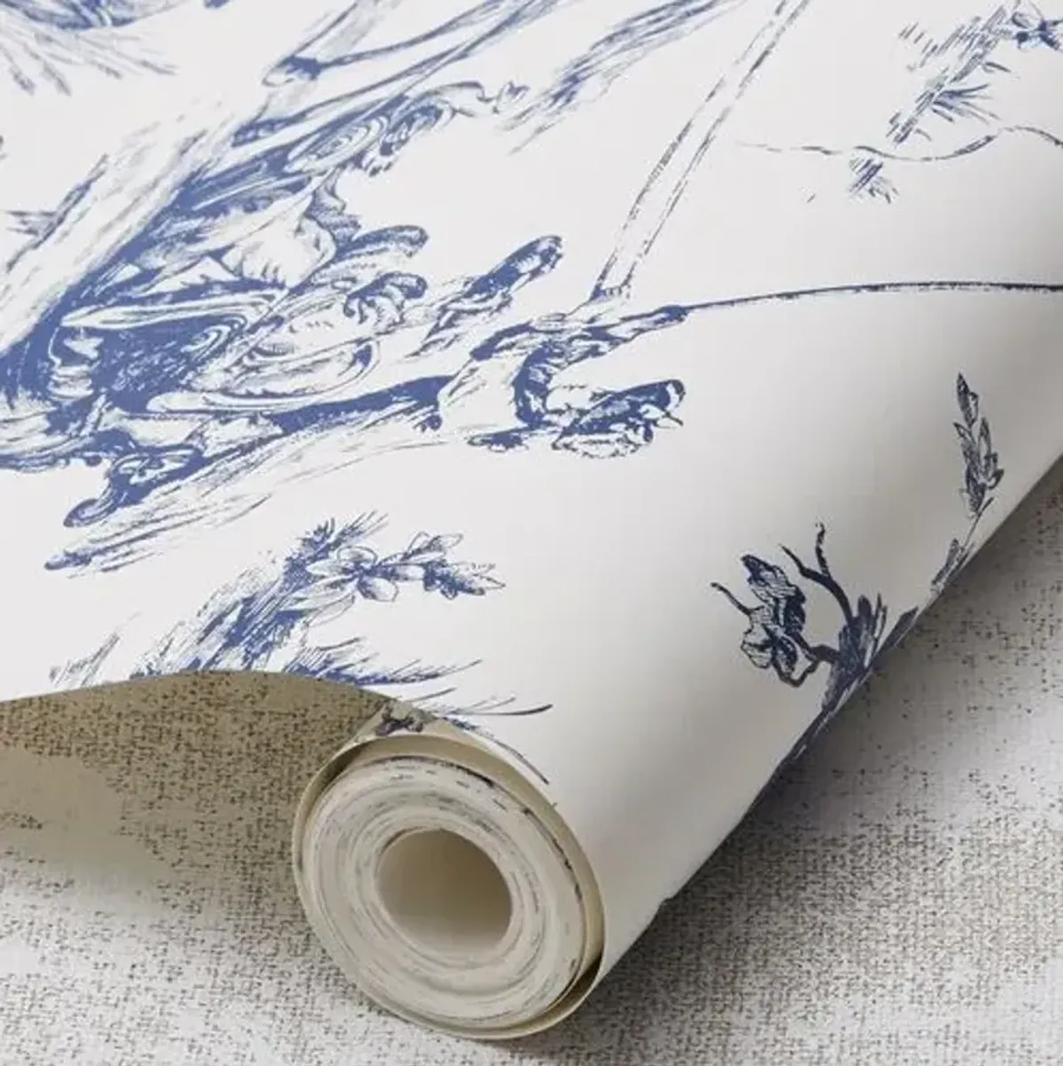 Seasons Toile Wallpaper - Navy - Blue