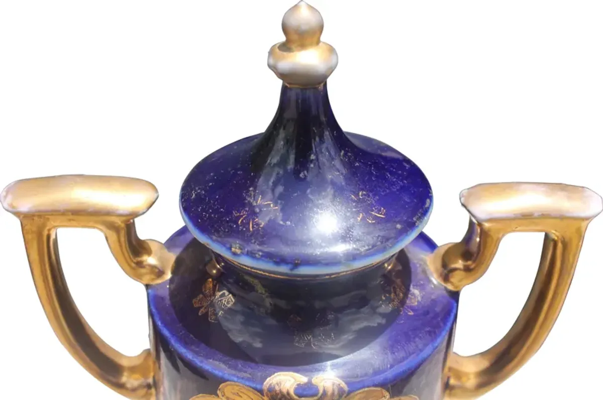 Antique Vienna Lidded Urn - Something Vintage - blue