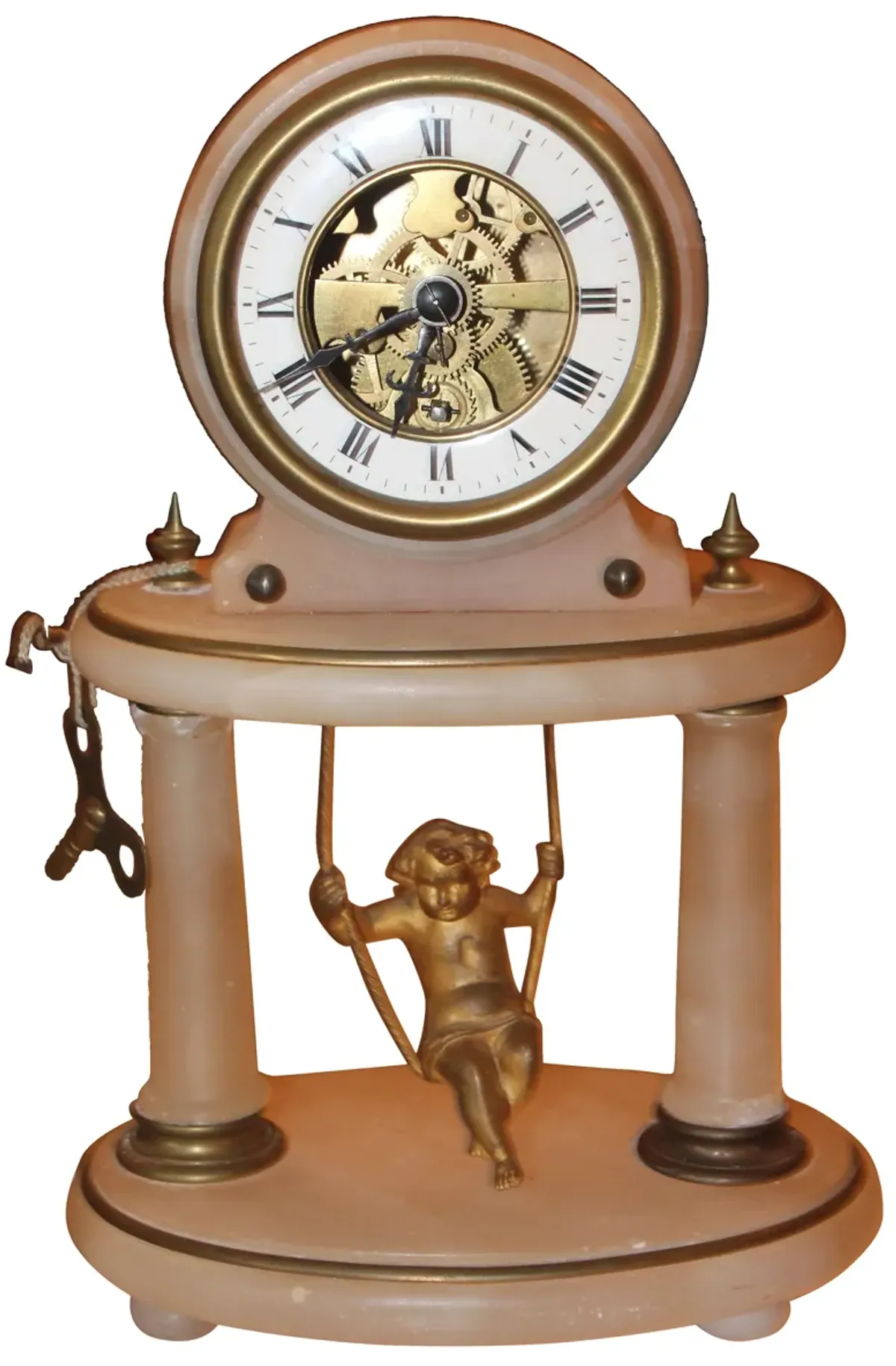 19th-C French Swinging Gilt Cherub Clock - Something Vintage - Gold