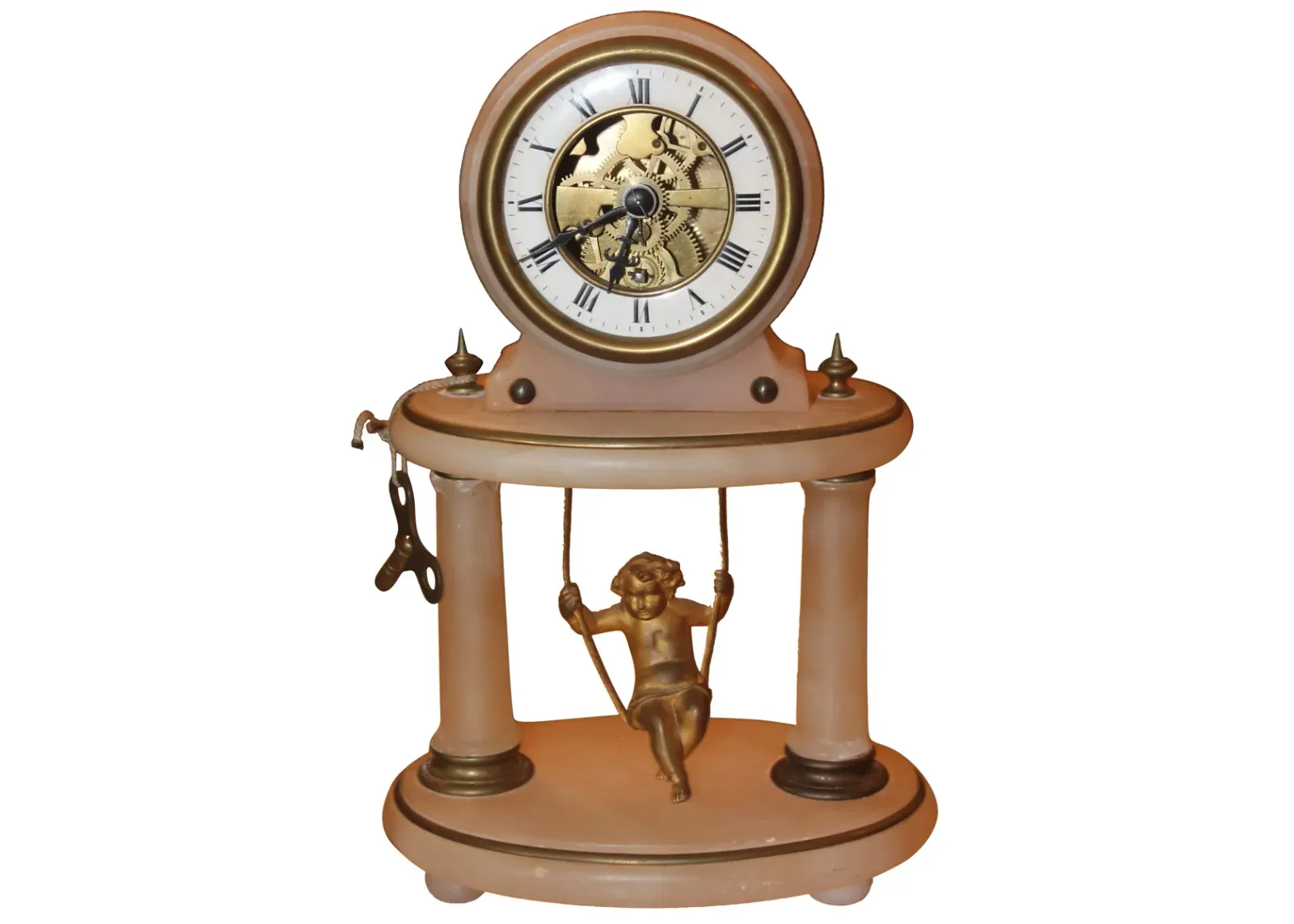 19th-C French Swinging Gilt Cherub Clock - Something Vintage - Gold