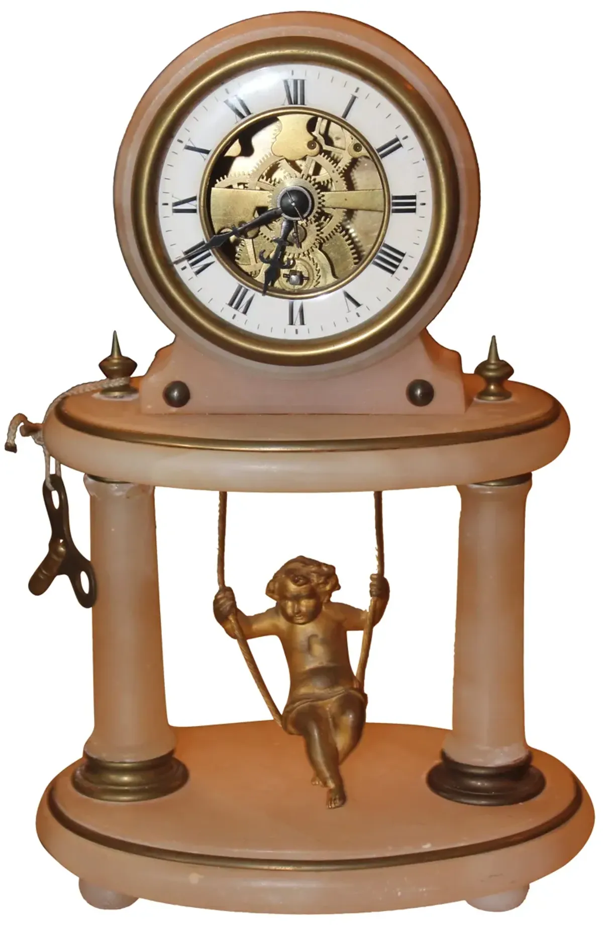 19th-C French Swinging Gilt Cherub Clock - Something Vintage - Gold