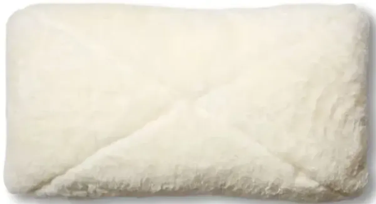 Rae 12x23 Lumbar Pillow - Ivory Shearling/Saddle