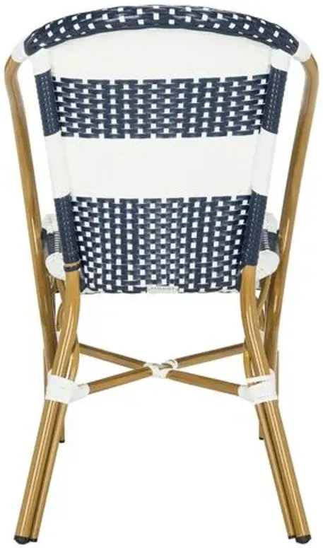 Set of 2 Aiyana Stacking Outdoor Armchairs - Navy/White - Blue