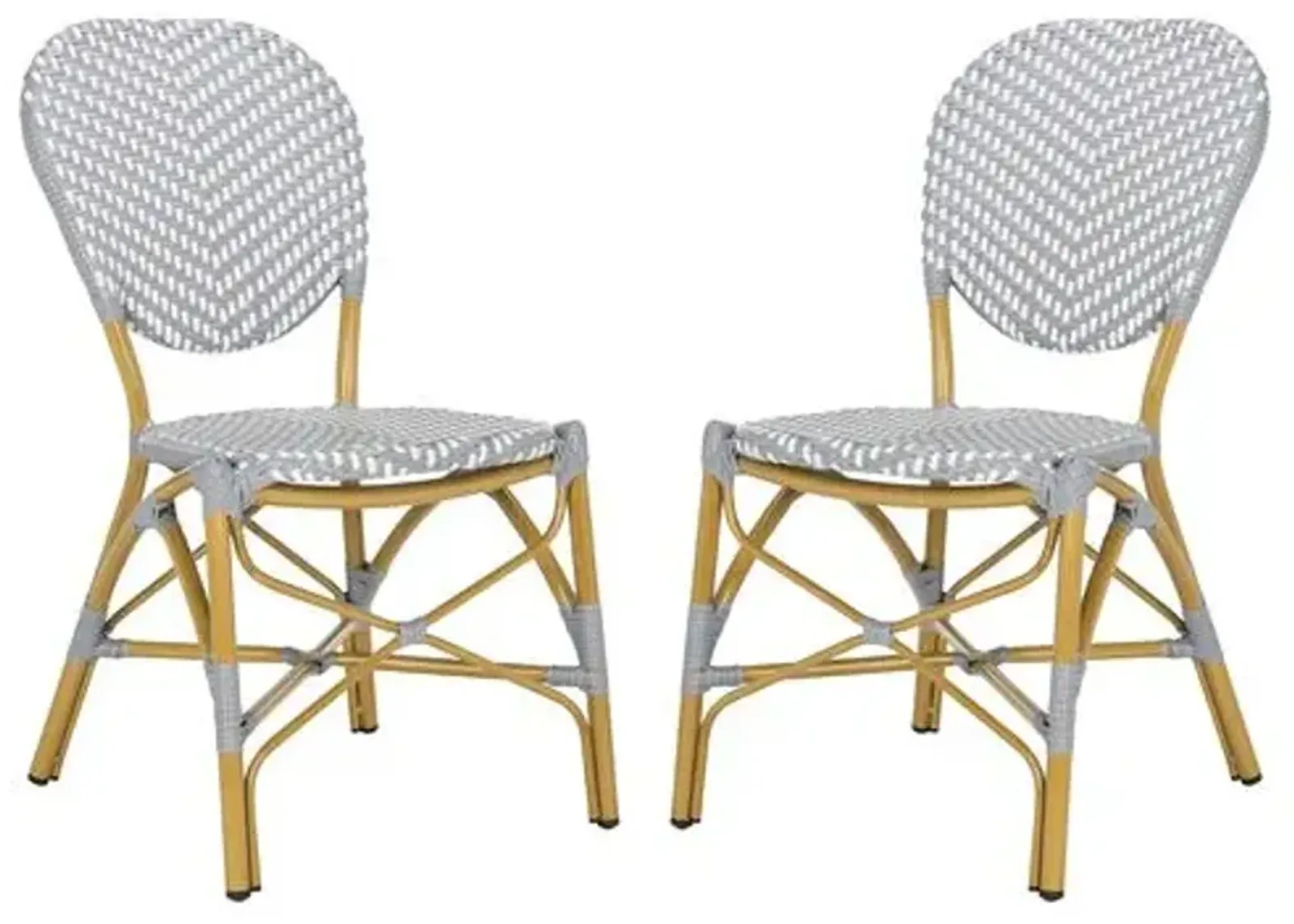 Set of 2 Ariel Stacking Outdoor Side Chairs - Gray/White