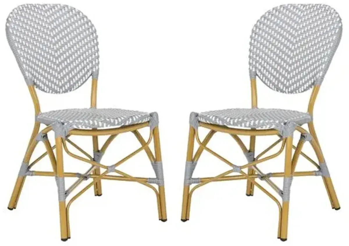 Set of 2 Ariel Stacking Outdoor Side Chairs - Gray/White