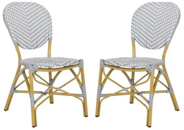 Set of 2 Ariel Stacking Outdoor Side Chairs - Gray/White