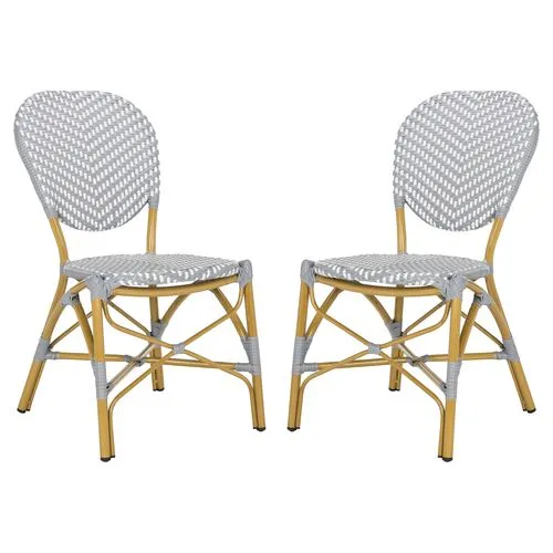 Set of 2 Ariel Stacking Outdoor Side Chairs - Gray/White