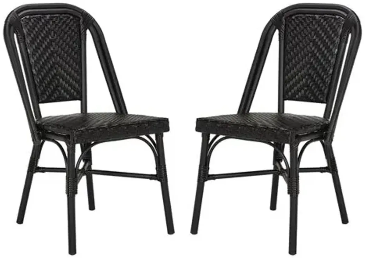 Set of 2 Aliza Stacking Outdoor Side Chairs - Black