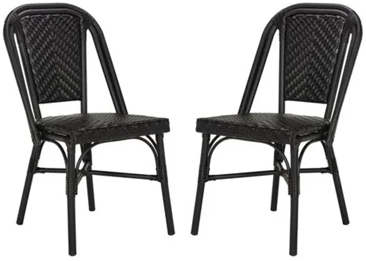 Set of 2 Aliza Stacking Outdoor Side Chairs - Black