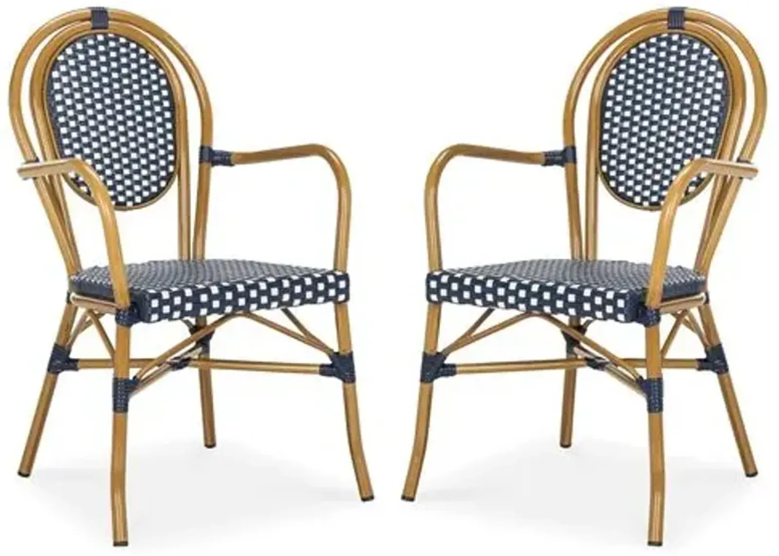 Set of 2 Sierra Outdoor Stacking Armchairs - Navy/White - Blue