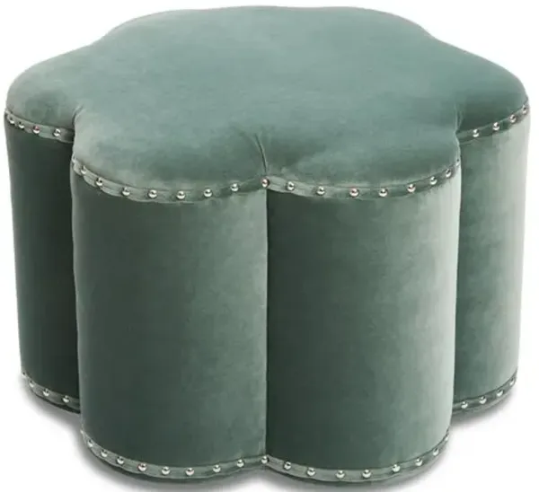 Kate Scallop Velvet Ottoman - Kim Salmela - Green