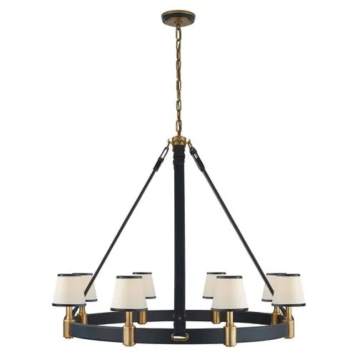 Ralph Lauren Home - Visual Comfort - Riley Large Ring 8-Light Chandelier - Leather - Blue