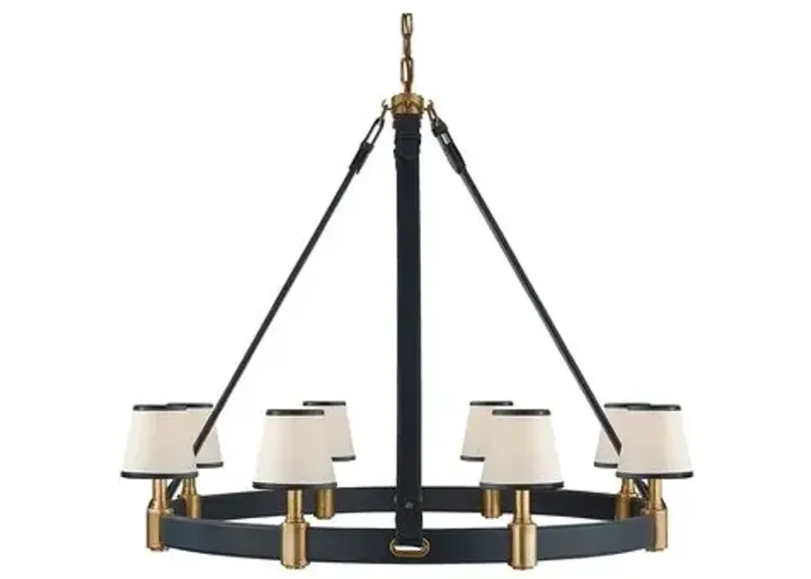 Ralph Lauren Home - Visual Comfort - Riley Large Ring 8-Light Chandelier - Leather - Blue