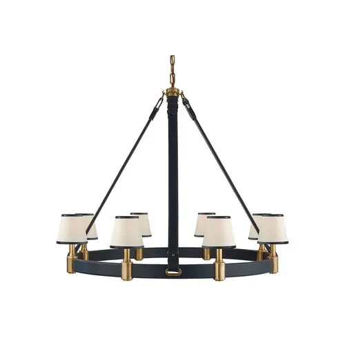 Ralph Lauren Home - Visual Comfort - Riley Large Ring 8-Light Chandelier - Leather - Blue