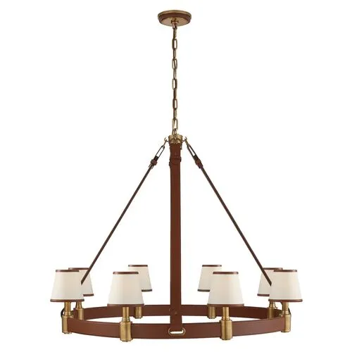 Ralph Lauren Home - Visual Comfort - Riley Large Ring 8-Light Chandelier - Leather - Brown