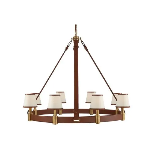 Ralph Lauren Home - Visual Comfort - Riley Large Ring 8-Light Chandelier - Leather - Brown