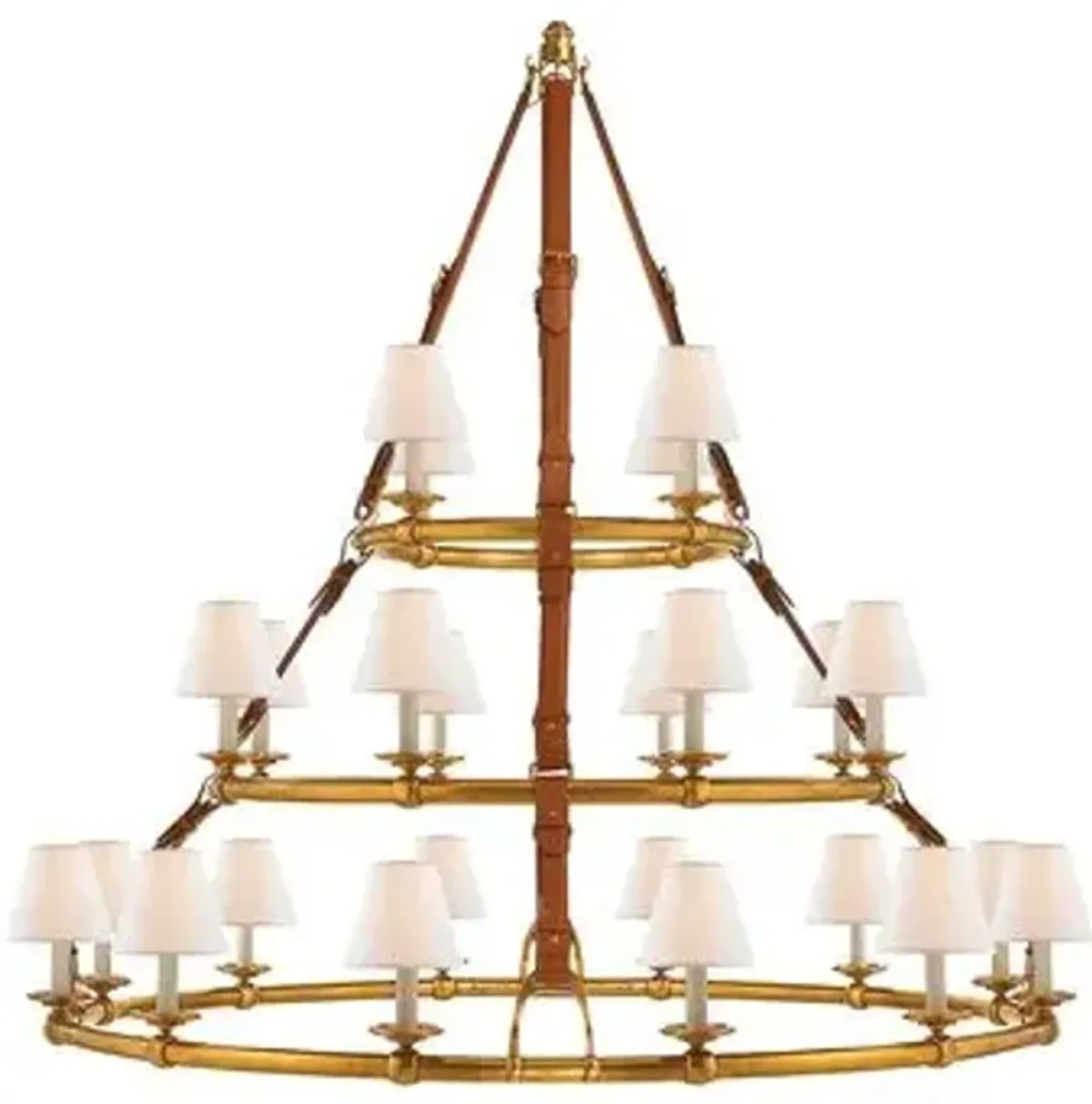 Ralph Lauren Home - Visual Comfort - Westbury Triple-Tier Leather Chandelier - Gold