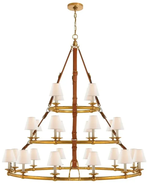 Ralph Lauren Home - Visual Comfort - Westbury Triple-Tier Leather Chandelier - Gold