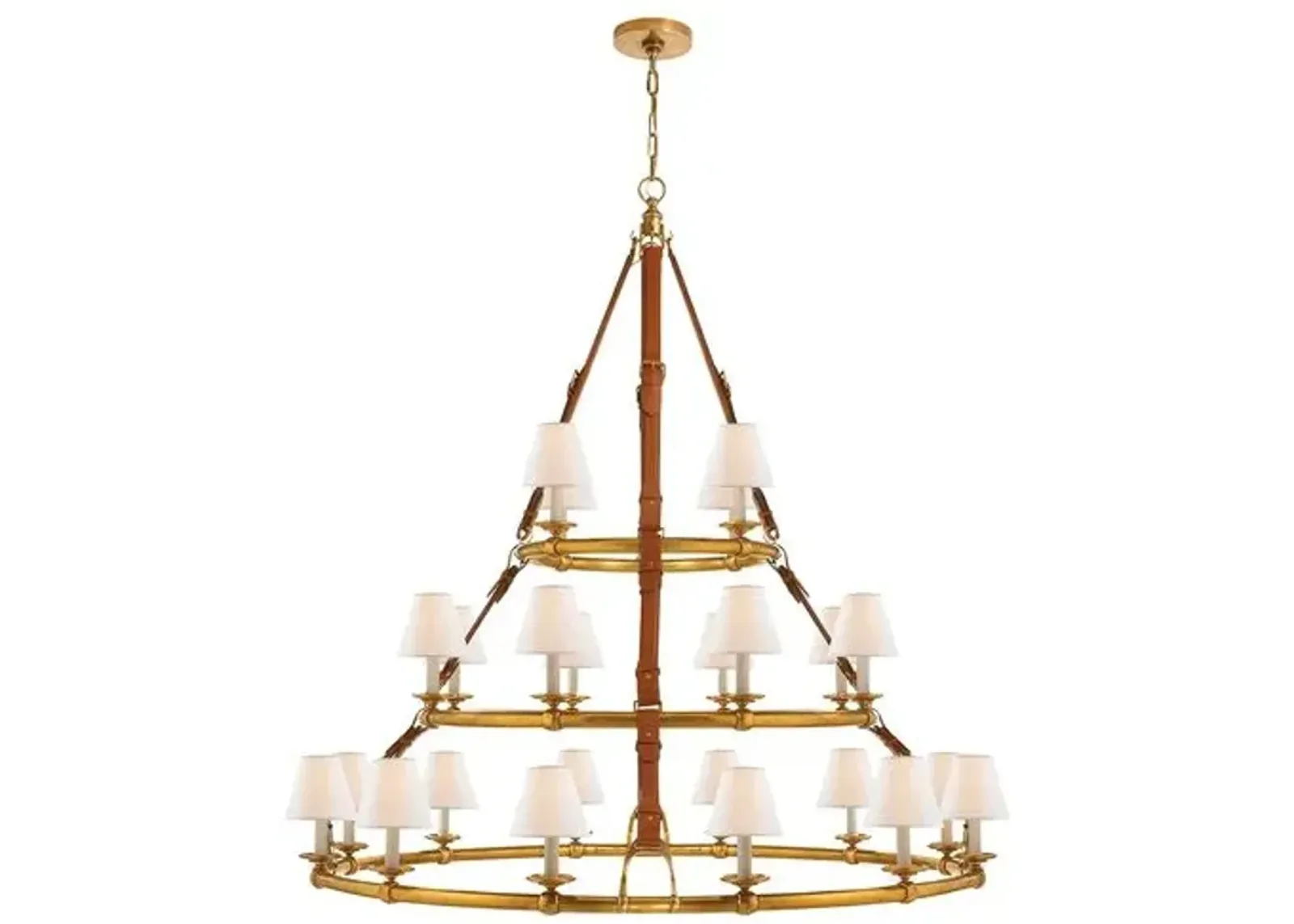 Ralph Lauren Home - Visual Comfort - Westbury Triple-Tier Leather Chandelier - Gold