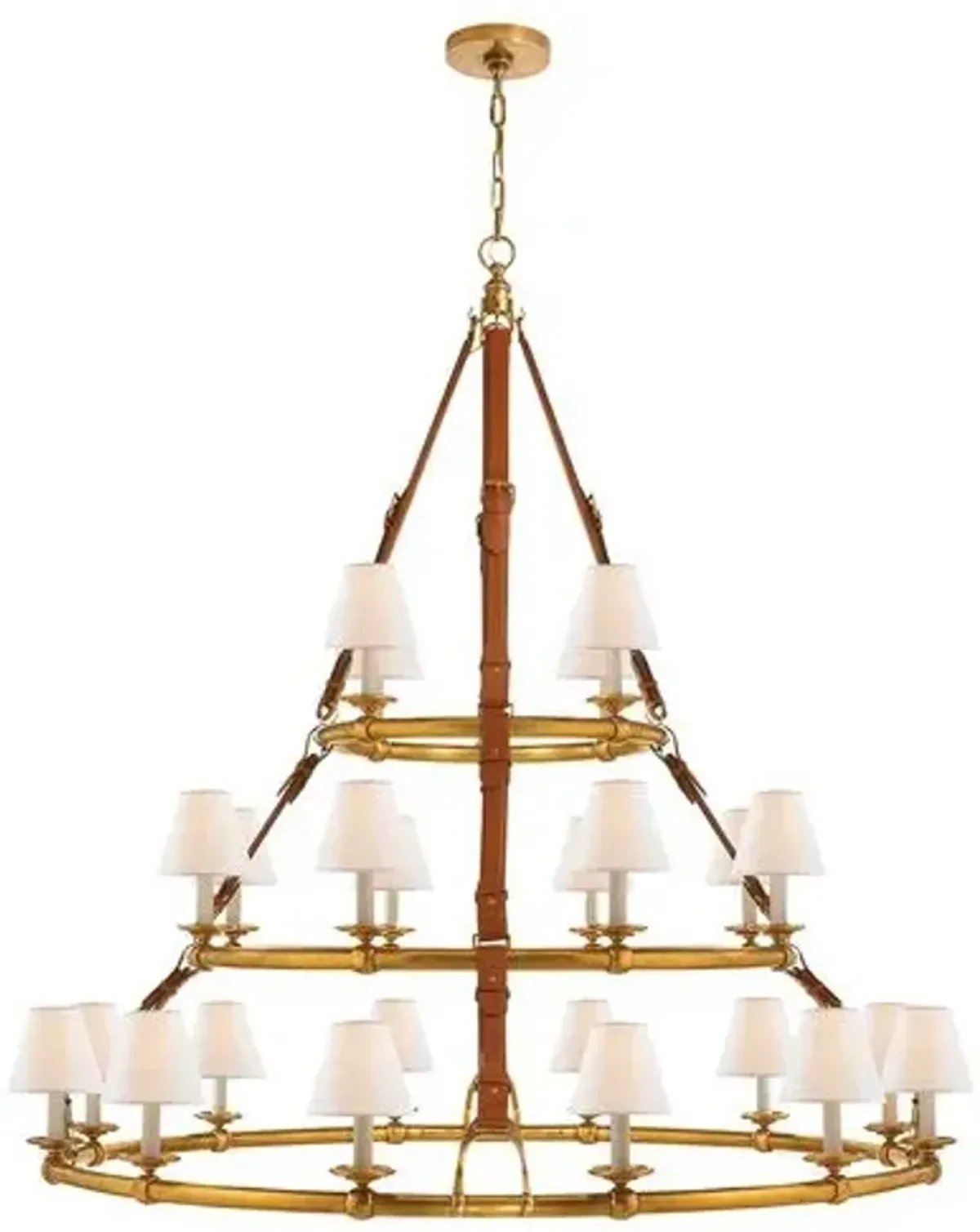 Ralph Lauren Home - Visual Comfort - Westbury Triple-Tier Leather Chandelier - Gold