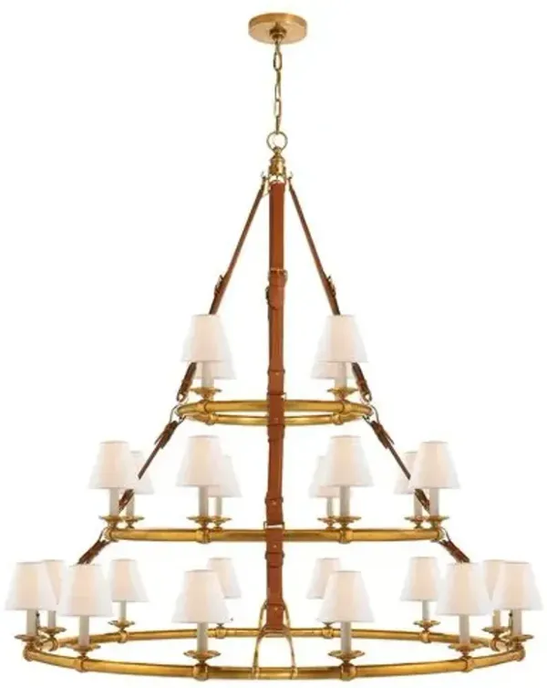 Ralph Lauren Home - Visual Comfort - Westbury Triple-Tier Leather Chandelier - Gold