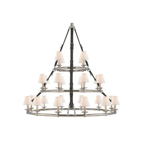 Ralph Lauren Home - Visual Comfort - Westbury Triple-Tier Leather Chandelier - Silver