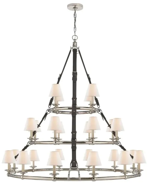 Ralph Lauren Home - Visual Comfort - Westbury Triple-Tier Leather Chandelier - Silver