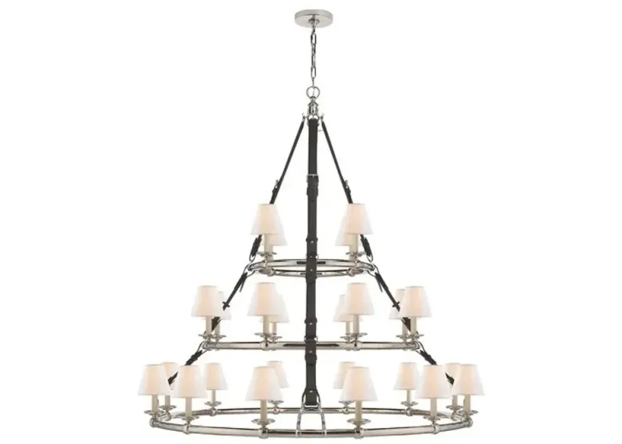 Ralph Lauren Home - Visual Comfort - Westbury Triple-Tier Leather Chandelier - Silver