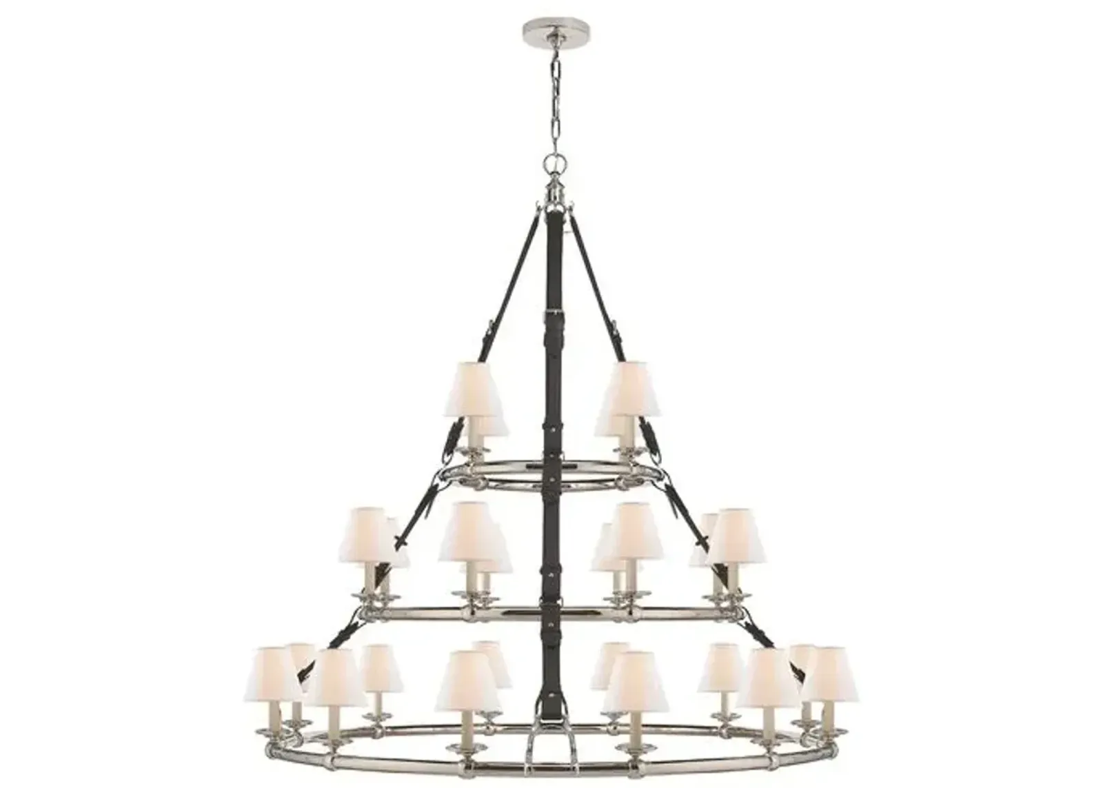 Ralph Lauren Home - Visual Comfort - Westbury Triple-Tier Leather Chandelier - Silver