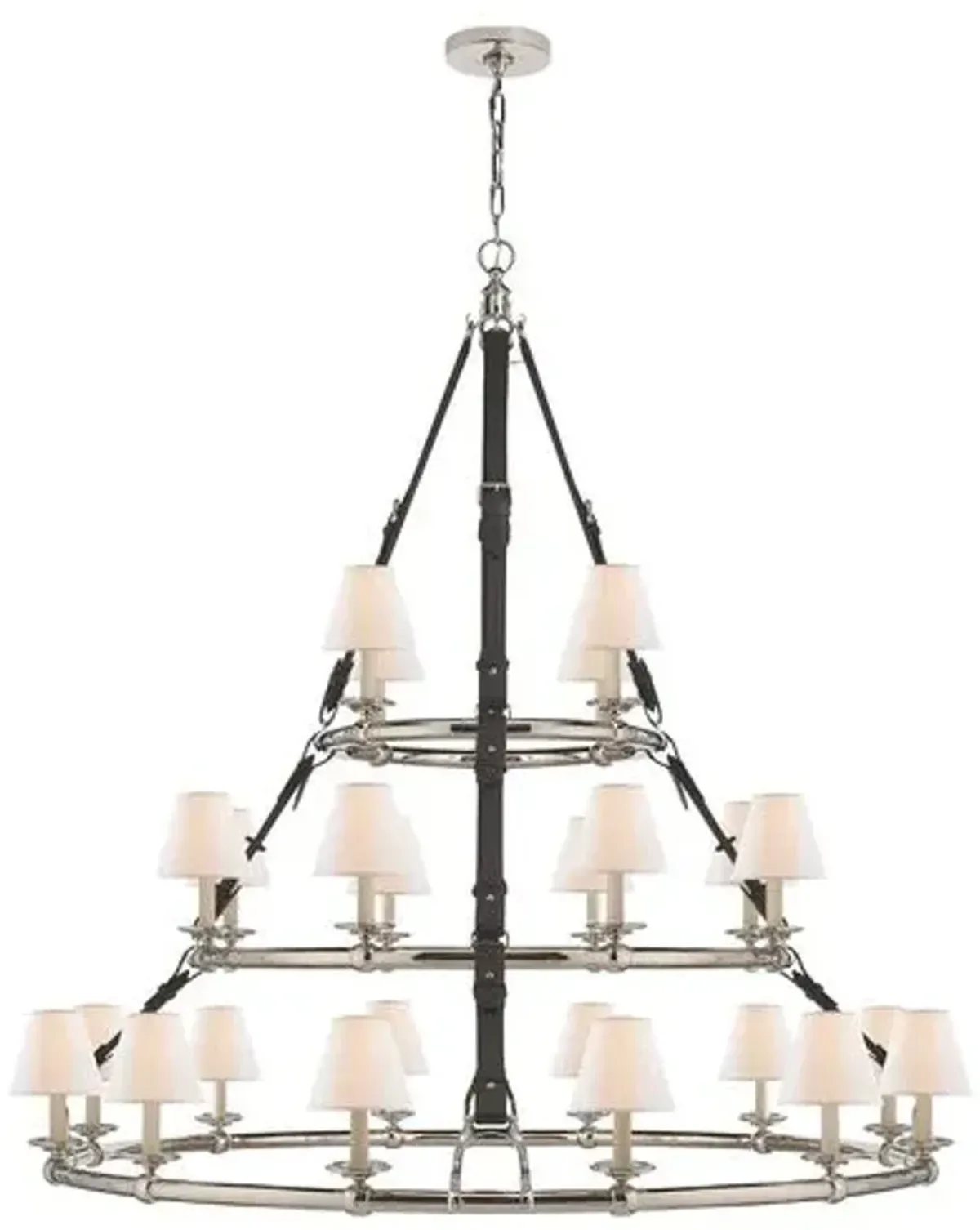 Ralph Lauren Home - Visual Comfort - Westbury Triple-Tier Leather Chandelier - Silver