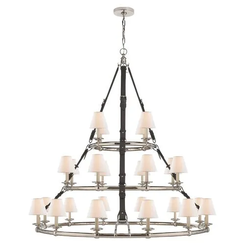 Ralph Lauren Home - Visual Comfort - Westbury Triple-Tier Leather Chandelier - Silver