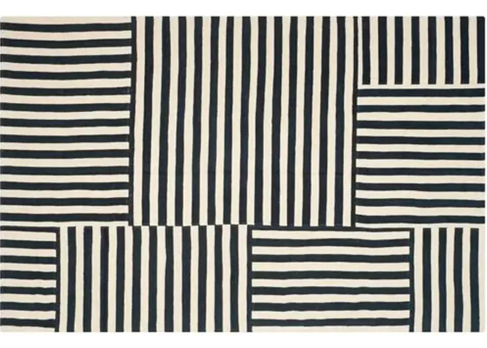 Canyon Stripe Patch Rug - Ralph Lauren Home - Black - Black