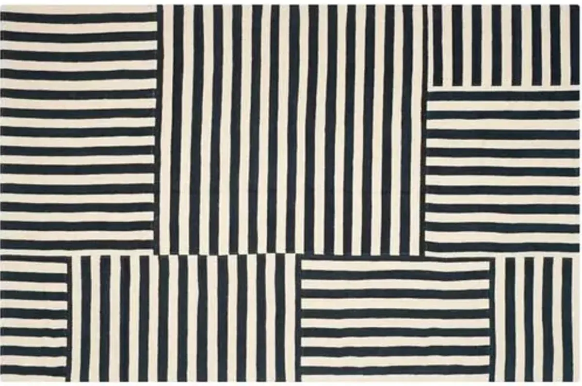 Canyon Stripe Patch Rug - Ralph Lauren Home - Black - Black