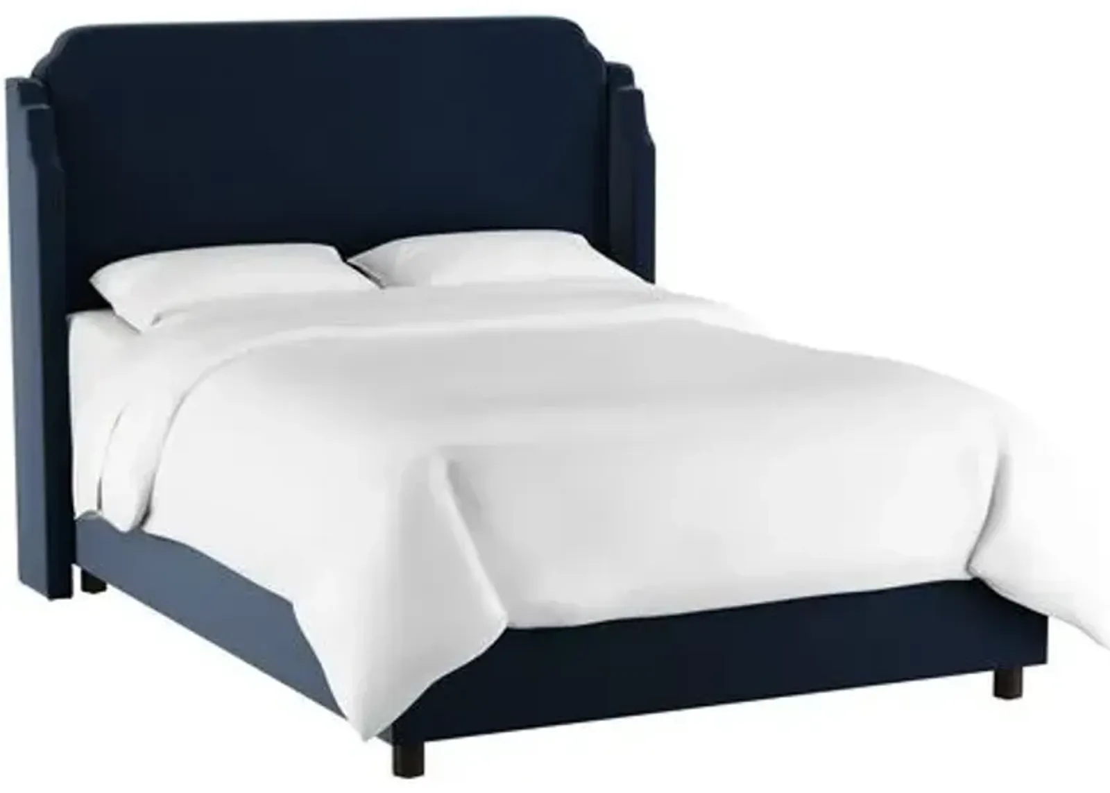 Aurora Wingback Bed - Handcrafted - Blue, Mattress, Box Spring Required