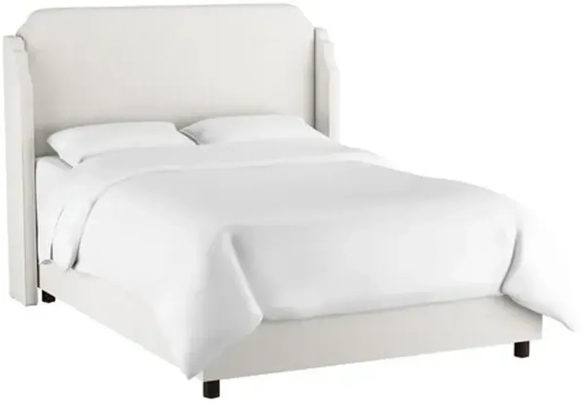 Aurora Wingback Bed - Handcrafted - White, Mattress, Box Spring Required