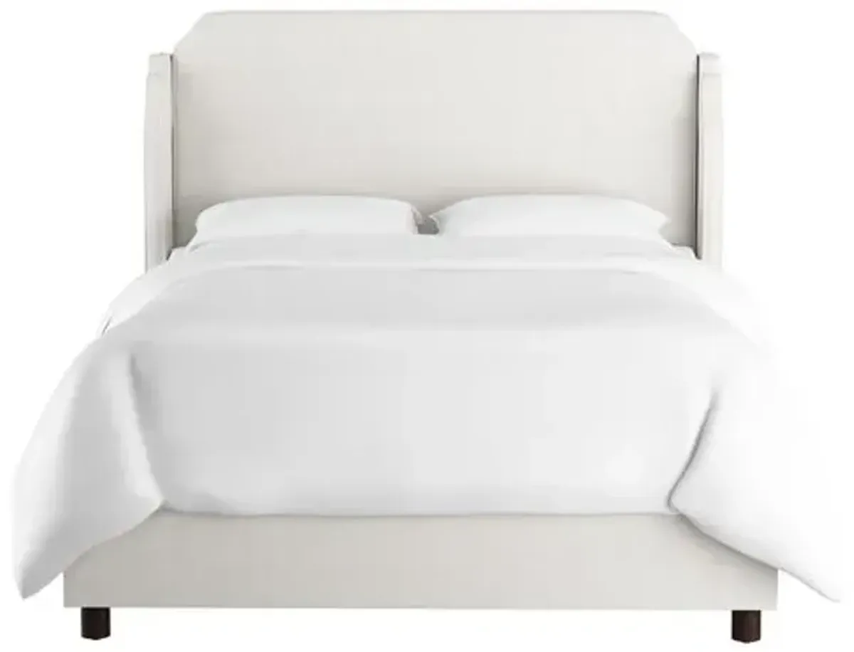 Aurora Wingback Bed - Handcrafted - White, Mattress, Box Spring Required