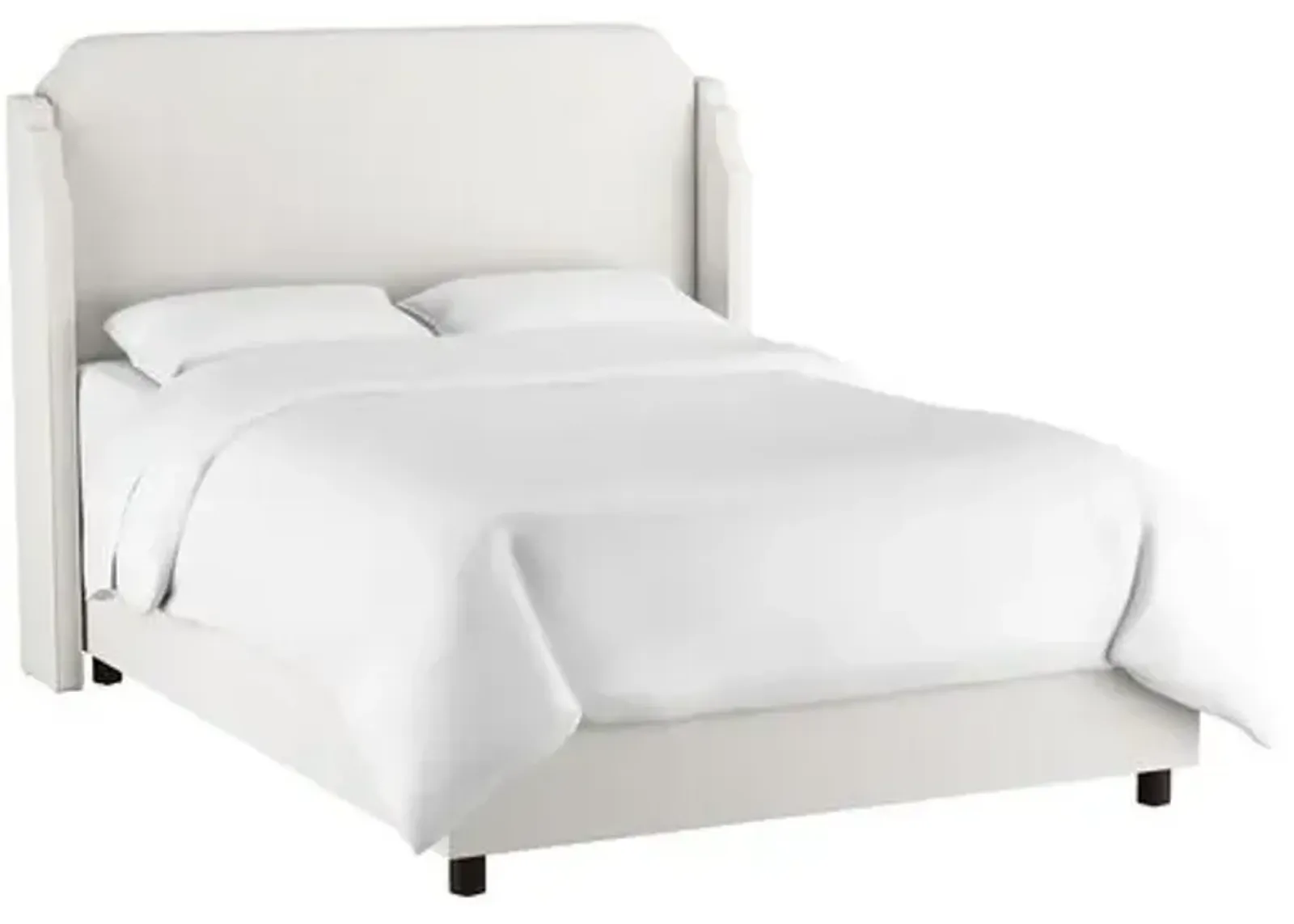 Aurora Wingback Bed - Handcrafted - White, Mattress, Box Spring Required