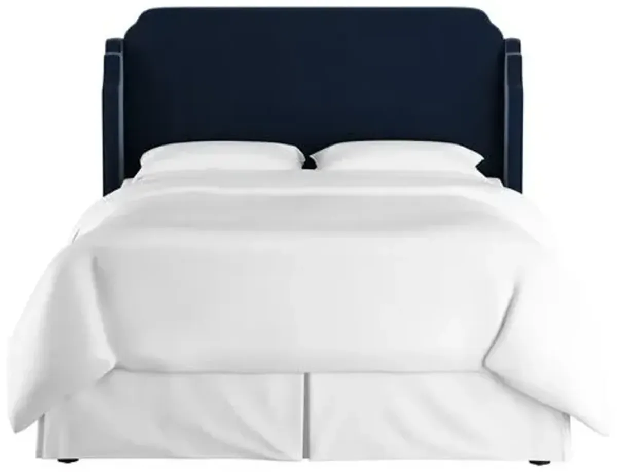 Aurora Velvet Wingback Headboard - Blue