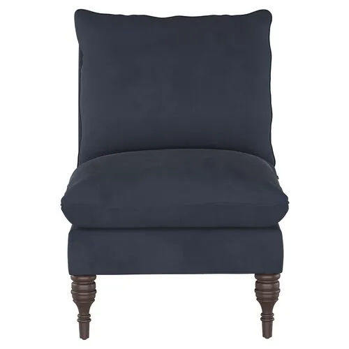 Daphne Velvet Slipper Chair - Blue