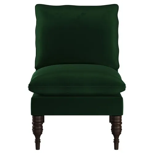 Daphne Velvet Slipper Chair - Green