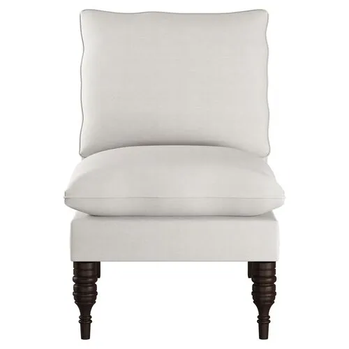 Daphne Linen Slipper Chair - White