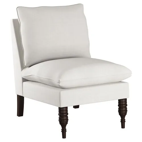 Daphne Linen Slipper Chair - White