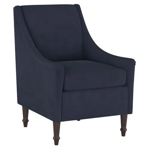 Holmes Velvet Accent Chair - Blue, Comfortable, Durable, Velvet Upholstery
