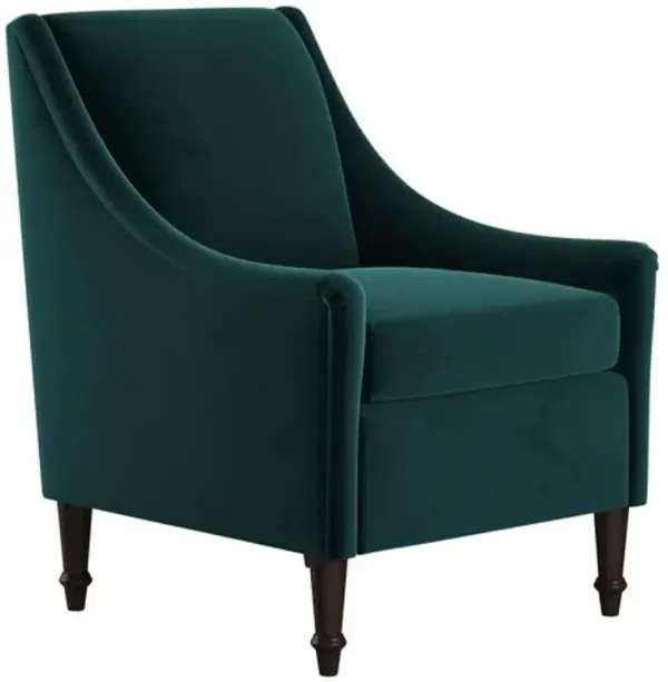 Holmes Velvet Accent Chair - Green, Comfortable, Durable, Velvet Upholstery