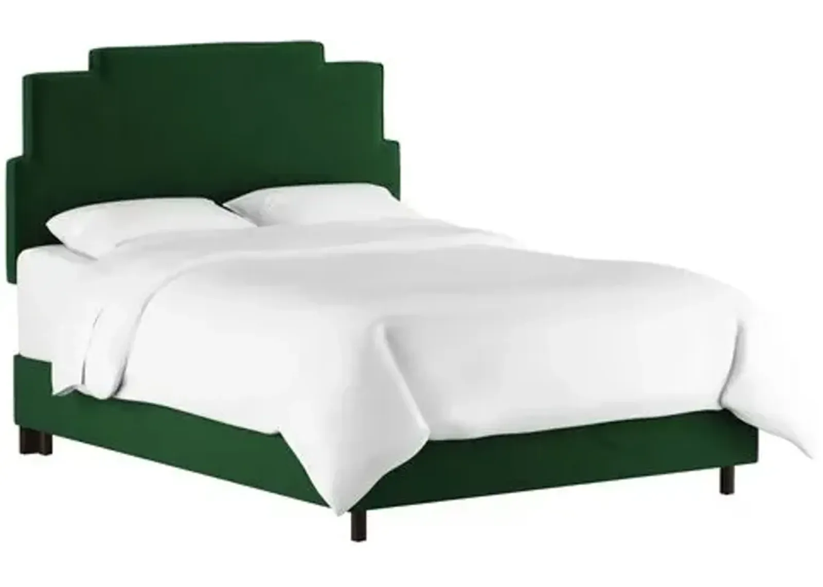 Paxton Velvet Bed - Emerald - Handcrafted