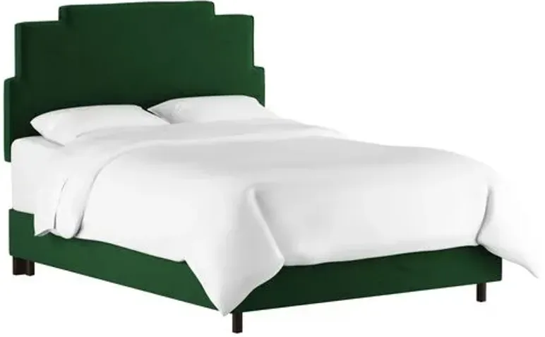 Paxton Velvet Bed - Emerald - Handcrafted